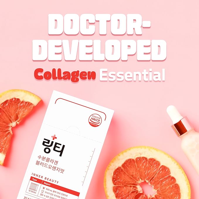 Doctor Developed Hydration Aqua Collagen Drink Mix -Blood Orange Flavor | 1000mg Ultra-Micro Collagen | Maximum Absorption | Rapid Hydration | Vitamin C | Anti-Aging | Skin Health | 10 Count