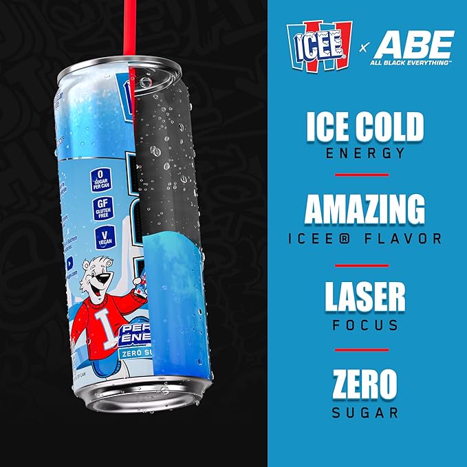 All Black Everything Performance Energy Drink | Zero Calories Sugar Free | 200mg Caffeine | Beta Alanine &amp Citrulline | Pre-Workout Sport Drink for Men &amp Women | ICEE Blue Raspberry | 12 Pack