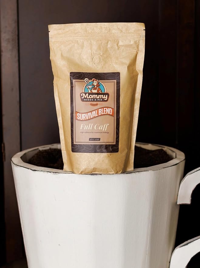 Mommy Needs A Fix Full Caff Ground Coffee | 100% All Natural Arabica Beans | Medium Roast | Pregnancy &amp Breastfeeding Friendly | Roasted in the USA | 1 lb