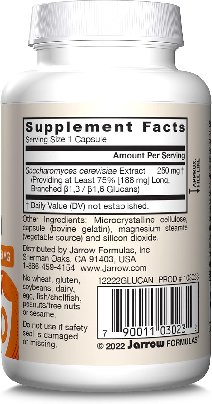 Jarrow Formulas® Beta Glucan Dietary Supplement Immune Support for Immune Health 60 Capsules 60 Day Supply
