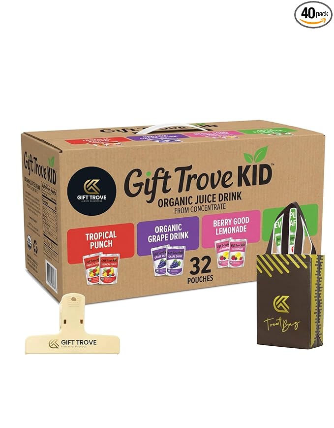 GT Gift Trove Always Glamorous Kids Organic Juice Boxes Variety Pack Organic Juice Drink 6 Fl Oz 40 Count