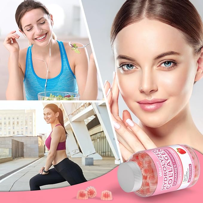 Collagen Gummies for Women Hydrolyzed Collagen Peptides Gummies with Biotin Collagen Supplements Gummy with Vitamin B12 C D Zinc for Hair Skin Nail