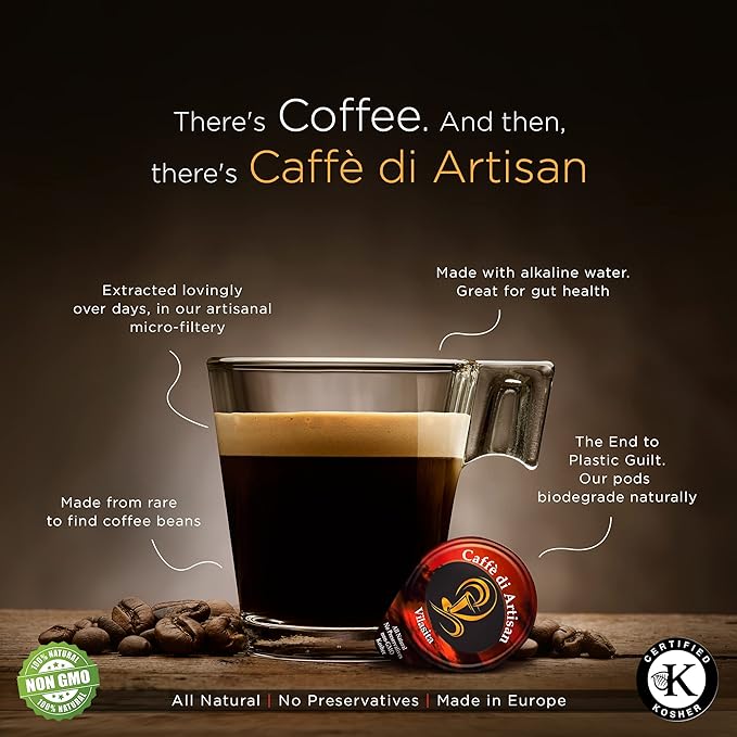 Caffè di Artisan Asmara Liquid Coffee Pods – 24 Count | Medium Roast Arabica with Frother | Peel &amp Pour | Cold Brew Iced &amp Hot Coffee | Eco-Friendly Machine-Free Ready in Seconds