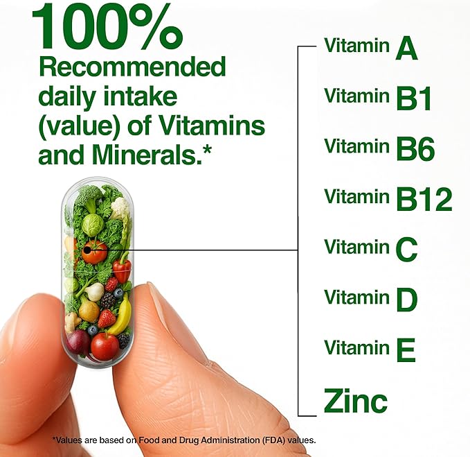 FeelGood Superfoods 1000mg Immune Support Capsules Made with 25 Organic Fruits and Vegetables Strong Immunity Boosters with Vitamins A C D3 and Zinc 60 Count