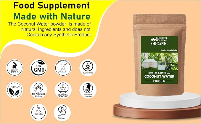 Blessfull Healing Organic Coconut Water Powder 100% Pure Natural 200 Gram / 7.05 oz