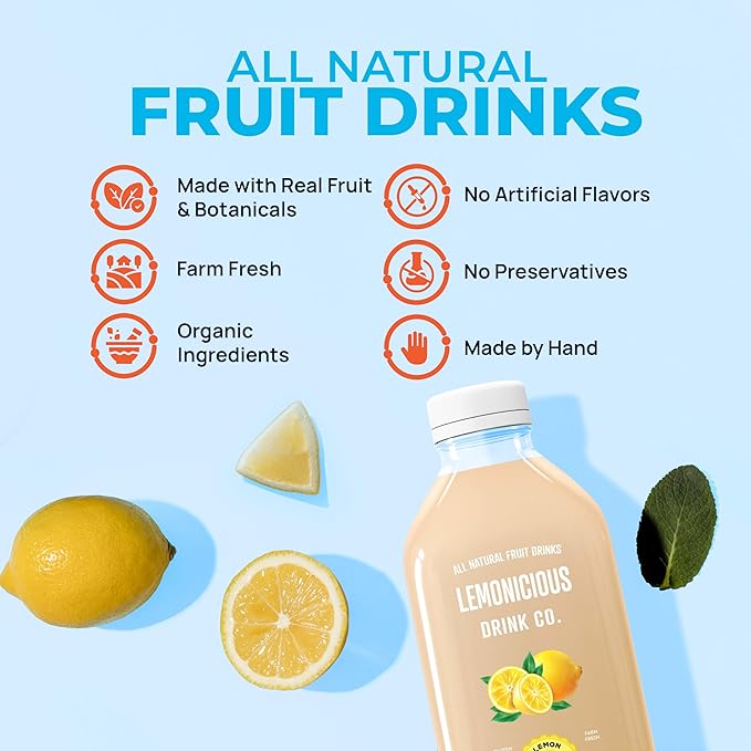 Lemonicious Classic Bundle – 12 Bottles of Real Fruit Lemonade (32oz each) – Lemon Blossom Flavor – Fresh Squeezed No Preservatives