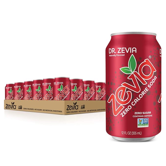 Zevia Zero Calorie Sodas Variety Pack Dr Zevia (24 Cans) and Cherry Cola (Pack of 12 Cans)