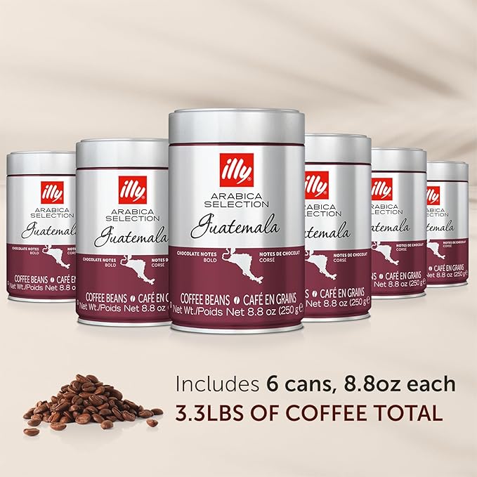 illy Whole Bean Coffee Guatemala Single Origin Dark Roast 100% Arabica Premium Italian Coffee Ideal for Espresso Drip Moka and French Press Brewing 8.8oz 6 Pack