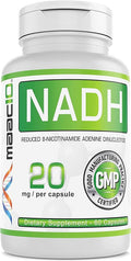 MAAC10 NADH Supplement 20mg Each 60 Capsules for Energy Fatigue Mental Focus &amp NAD+ Longevity Support | Pharmaceutical Grade 99% Pure NADH