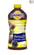 Sunsweet Amazin Prune Juice | Gluten Free Vegan Low Fat Unsweetened Unsulfured | High in Dietary Fiber + other Natural Minerals | Packs of Six 64oz Bottles