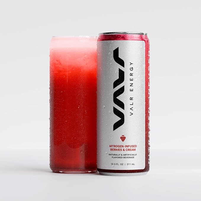VALR Energy | Nitrogen-Infused Energy Drink | 175mg Natural Caffeine from Green Tea | Pre-Workout Performance with Amino Acids &amp Antioxidants | Gluten-Free &amp Vegan | (10.5 FL. OZ. ) (10.5 FL.