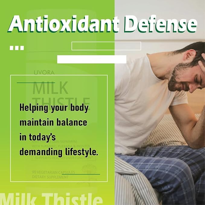 UVORA Milk Thistle Extract 300 mg Extract with Vitamin C Inositol &amp Pueraria Liver Detox Support Antioxidant Support 90 Capsules