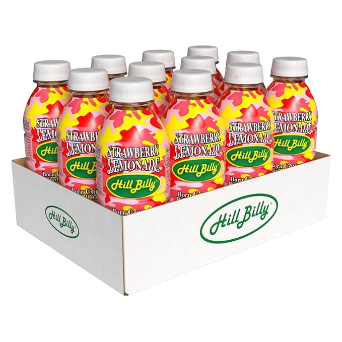 Hillbilly Strawberry Lemonade – Southern Brewed Bold Lemon Flavor Refreshing Lemonade 12 Count