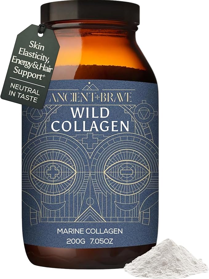 Ancient + Brave Wild Marine Collagen Powder 7.05oz (Ap 33 Servings) Marine Collagen Peptides Bioavailable Protein Powder Supplements for Women Keto Friendly Supplement for Hair Skin and Nails