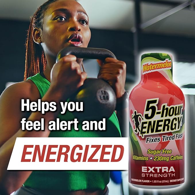 5-hour ENERGY Extra Strength Energy Shot Watermelon Flavor 1.93 oz. 30 Count Zero Calories &amp Sugar-Free 230 mg Caffeinated Energy Shot Amino Acids &amp B Vitamins Dietary Supplements