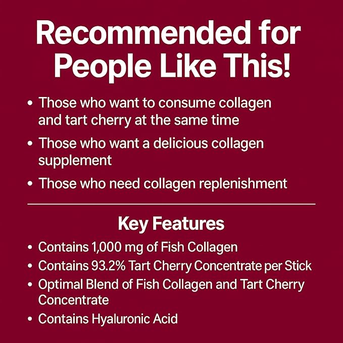 Mi-ppeum Cham&ampDeul Tart Cherry Collagen Jelly Stick 2Pack - 15 Sticks Per Pack - 1600mg Fish Collagen for Skin Elasticity &amp Hydration Tart Cherry Concentrate - Korean Collagen Jelly Stick - 콜
