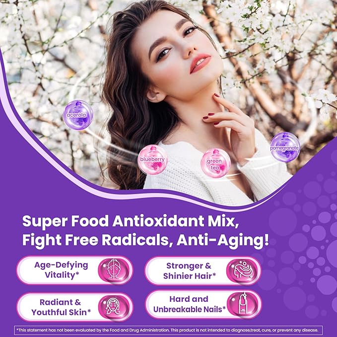 Collagen Gummies for Women &amp Men 3000mg Hydrolyzed Collagen Peptides with Antioxidant Blend &amp Digestive Enzymes Multi Collagen (Type IIIIIIVX) for Anti-Aging Hair Skin Nails Sugar Fr
