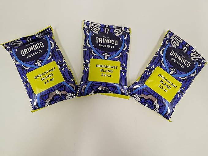 Orinoco Coffee Packets Pre Ground Coffee Packs Breakfast Blend Medium Roast Bulk Bags for Drip Coffee Makers (2.5 oz Bags Pack of 64)