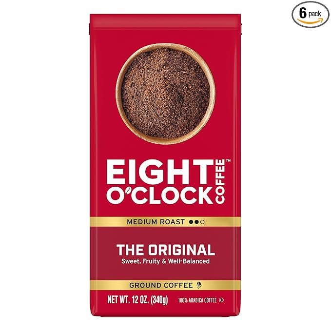 Eight O'Clock Coffee The Original Ground Coffee Medium Roast 12 Ounce (Pack of 6) - Sweet Fruity Well Balanced