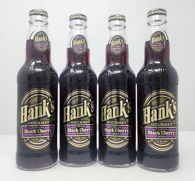 Genuine Gourmet 4 Pack of Soda Pop Soft Drink 12oz Glass Bottles (12oz Black Cherry)