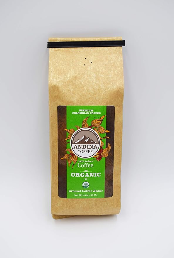 Andina Colombian Organic Medium Roast - Ground Coffee 100% Arabica (1 LB)