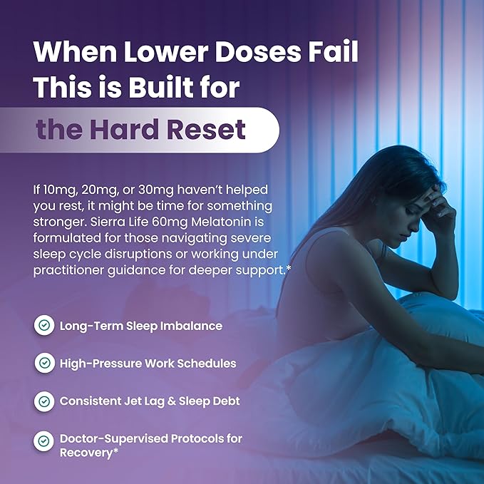 60 mg High Dosage Melatonin in Easy-to-Swallow Capsules - 120 Servings
