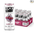Lucky Energy Sugar Free Energy Drinks Cherry Pop 16oz Cans (12-Pack) Healthy Zero Sugar Energy Drink with Maca Ginseng Beta-Alanine Taurine &amp 200mg Caffeine