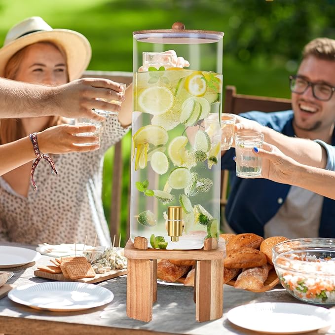 2 Gallon Large Drink Dispenser for PartiesGlass Beverage Dispenser with StandGlass Water Dispenser with Airtight ValveLemonade Dispenser for FridgeWater JuicePunchCocktailsIce Tea &amp Sun Te