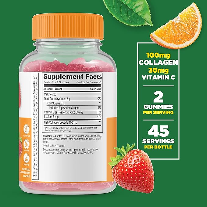 Lifeable Collagen &amp Vitamin C + Zinc 50mg Gummies Bundle - Great Tasting Vitamin Supplement Gluten Free GMO Free Chewable Gummy