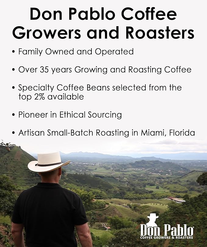 Don Pablo Colombian Decaf - Limited Edition Dark Roast Gourmet Coffee Swiss Water Process Decaf 100% Arabica Whole Bean Non-GMO Low Acidity 2 Pound (2 lb) Bag