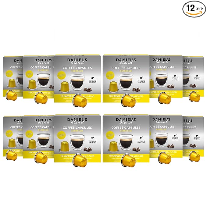 Daniels Blend Espresso Aluminum Capsules Compatible with Nespresso 120 Coffee Pods Single Server Kosher Certified Espresso