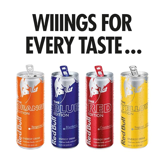 Red Bull Red and Yellow Edition Watermelon and Tropical Energy Drink Bundle 8.4 Fl Oz 48 Cans