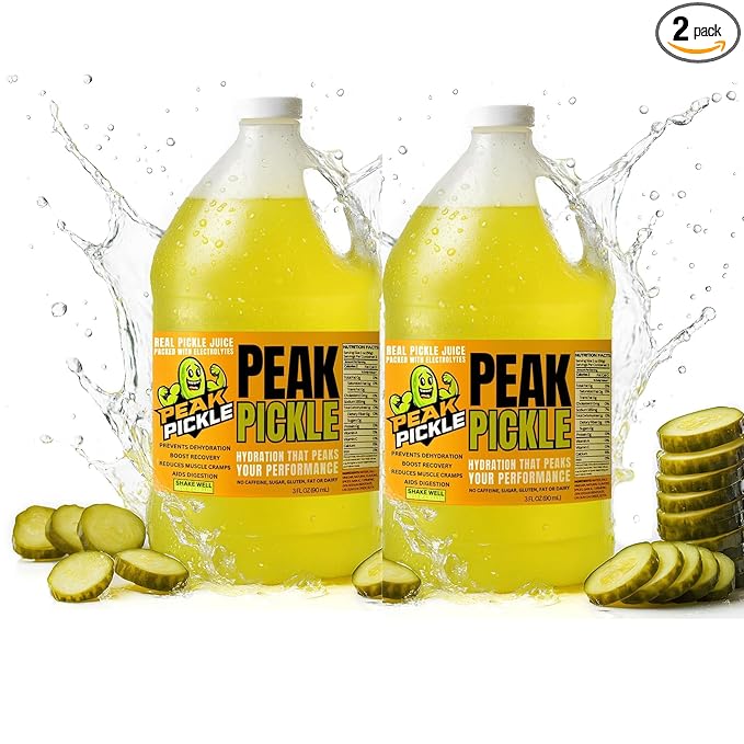 Peak Pickle Dill Pickle Juice- 1 Gallon Pickle Juice Sports Drink For Leg Cramps- Pickle Juice Gallon for Muscle Cramp Relief- Pickle Juice Shots For Leg Cramps- Kosher Dill Pickle Juice