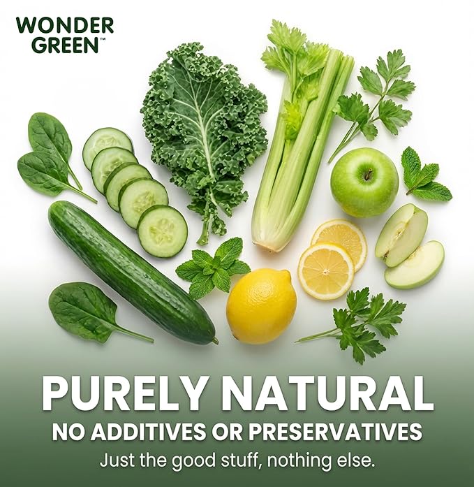 Wonder Green 100% Organic Clean Green Cold Pressed Juice 8.45 oz (6 Pack) | Kale &amp Vegetable Juice Blend All Natural No Additives or Preservatives Not from Concentrate