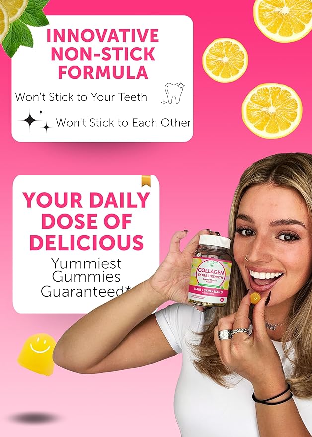 Lunakai USA Made Collagen Peptides Gummies - 200mg Non-GMO Anti-Aging Formula with Biotin Zinc Vitamins C &amp E for Hair Skin and Nails 3 Pack