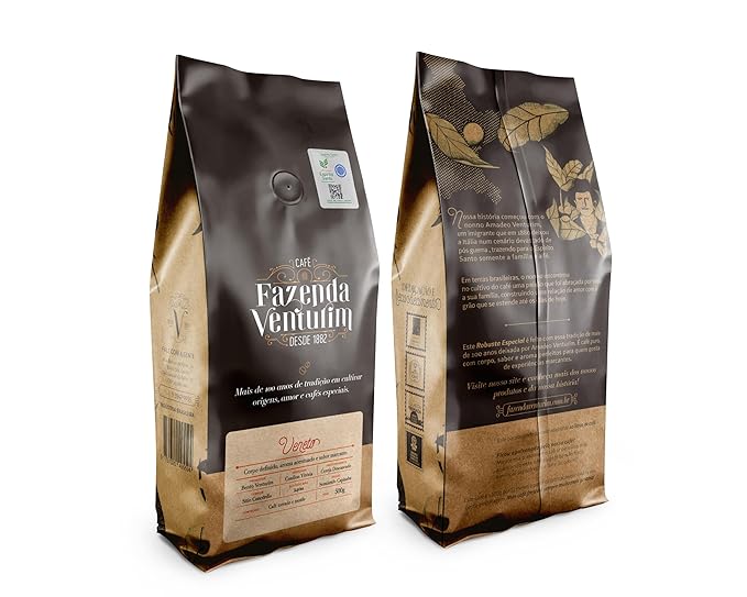 Fazenda Venturim - Roast Ground Coffee – Brazilian Specialty Medium Roast Low Acidity Bold Flavor &amp Rich Aroma Full-Bodied Chocolate &amp Hazelnut Natural Notes 1.1 pond Bag (500g)