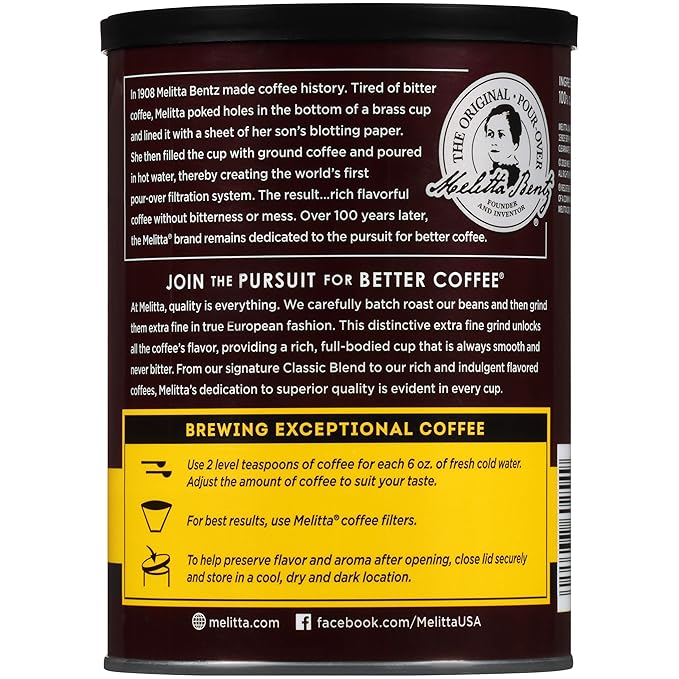 Melitta Breakfast Blend Coffee Light Roast Extra Fine Grind 11 Ounce Can