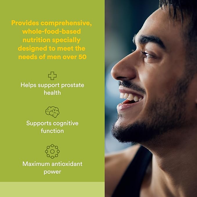 Natural Factors Whole Earth &amp Sea Men's 50+ Multivitamin &amp Mineral - Daily Nutritional Support Multivitamin - Supports Brain Health &amp Immune System Function - Vegan - 120 Tablets (60 Servi