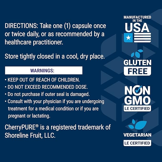 Life Extension Tart Cherry with CherryPURE® anthocyanins oxidative Stress Muscle Recovery Exercise Support Muscle Comfort Vegetarian Gluten-Free Non-GMO 60 Capsules