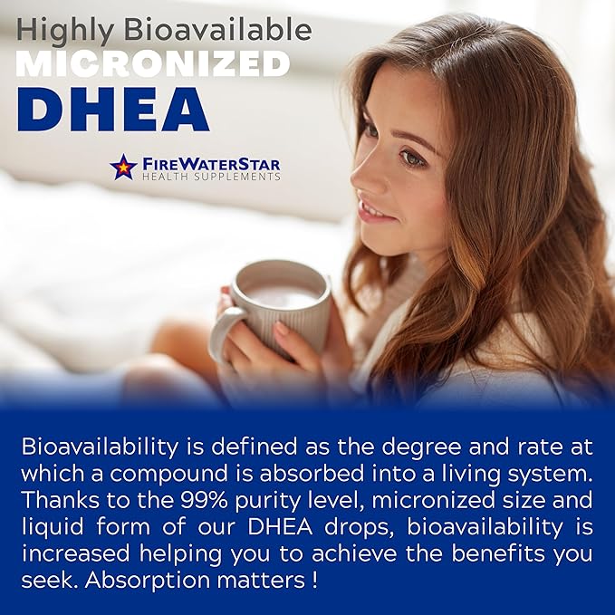 FWS DHEA Liquid Drops - Pure DHEA Supplement for Men and Women - Adjustable Dosing 5mg 10mg 25mg 50mg - Dehydroepiandrosterone Dietary Supplement