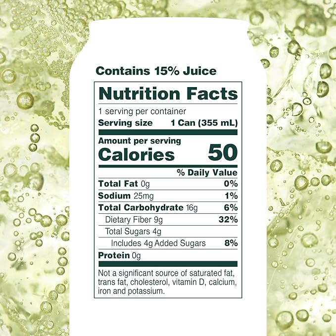 OLIPOP Prebiotic Soda Pop Lemon Lime A New Kind of Soda Packed with Prebiotics Fiber and Botanicals Gluten Free GMO Free 12oz (12-Cans)