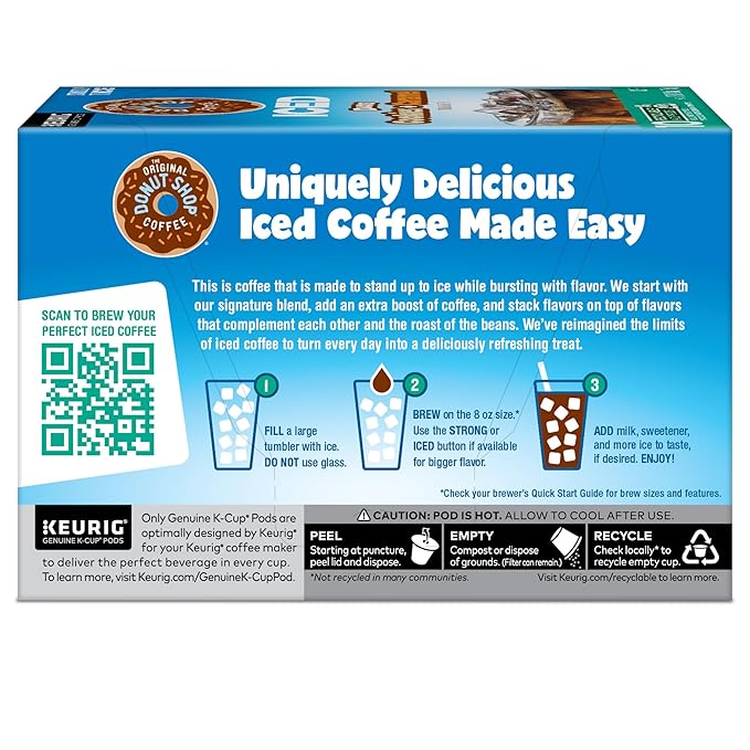 The Original Donut Shop ICED Duos Cookies + Caramel Coffee Keurig Single Serve K-Cup Pods 60 Count (6 Packs of 10)