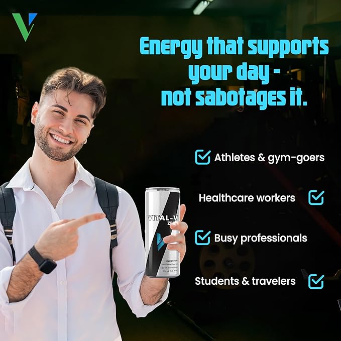 Vital-V Zero Premium Sugar Free Energy Drink with Taurine and B-Vitamins 0 Calories