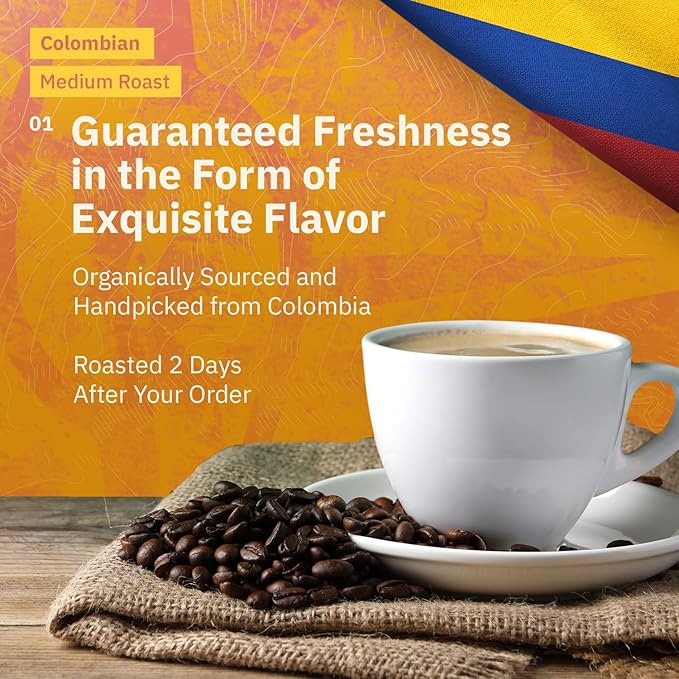 Kochere Colombian Specialty Whole Bean Coffee – 1LB Medium Roast – Single Origin Farm Direct Freshly Roasted to Order – Smooth Chocolate &amp Berry Notes
