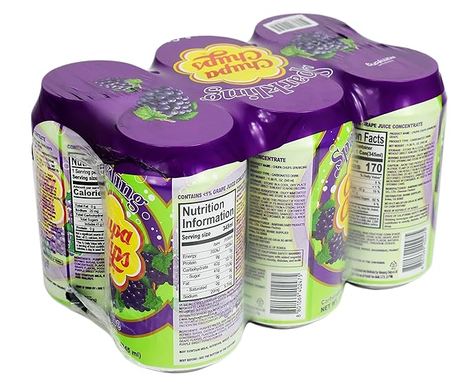 Namyang Chupa Chups Sparkling Soda Flavor 345ml (Grape 6 Cans)