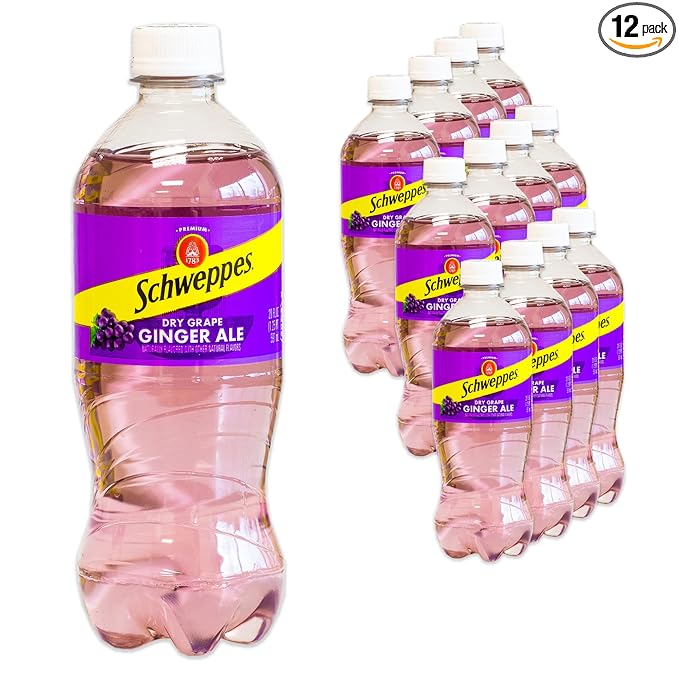 Schweppes Dry Grape Ginger Ale - Refreshing Crisp Delicious - 12 20oz Bottles