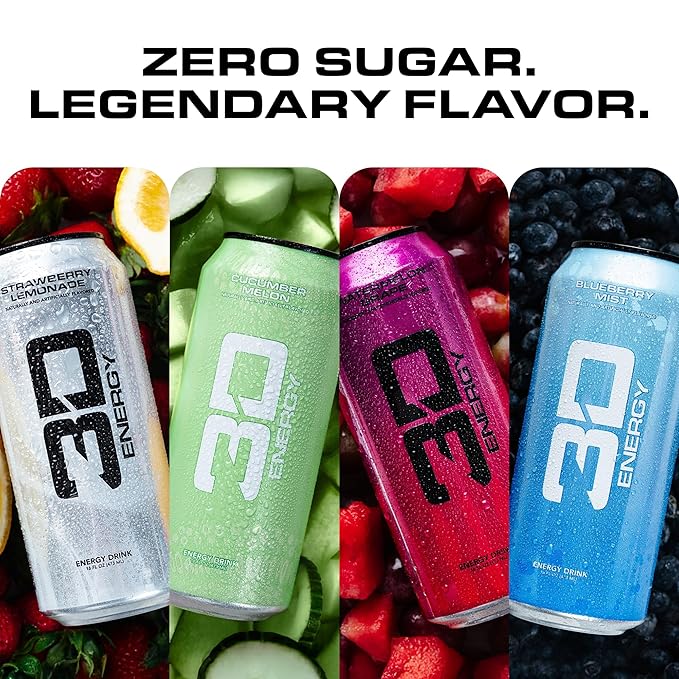 3D Sugar-Free Energy Drinks Variety Pack - Clean Energy Drink with 200mg Caffeine Taurine &amp L-Carnitine - Pre Workout Fitness Drink for Gym Exercise &amp Everyday Performance