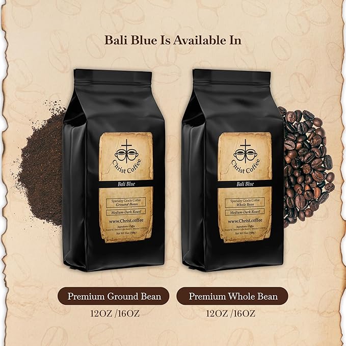Christ Coffee Bali Blue Whole Bean – Premium Medium Roast Coffee Smooth and Rich Flavor | Perfect for Daily Brew Freshly Roasted for Optimal Taste 12 oz Bag