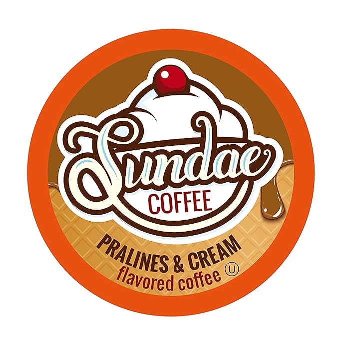 Sundae Ice Cream Flavored Coffee Pods Compatible with 2.0 Keurig K-Cup Brewer (Pralines and Cream) 48 Count