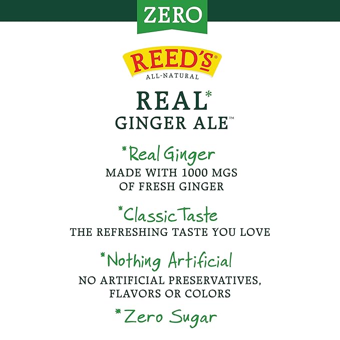 Reed's Zero Sugar Real Ginger Ale Natural Ginger Ale Made with Real Ginger (24pk- 12oz Slim Cans)